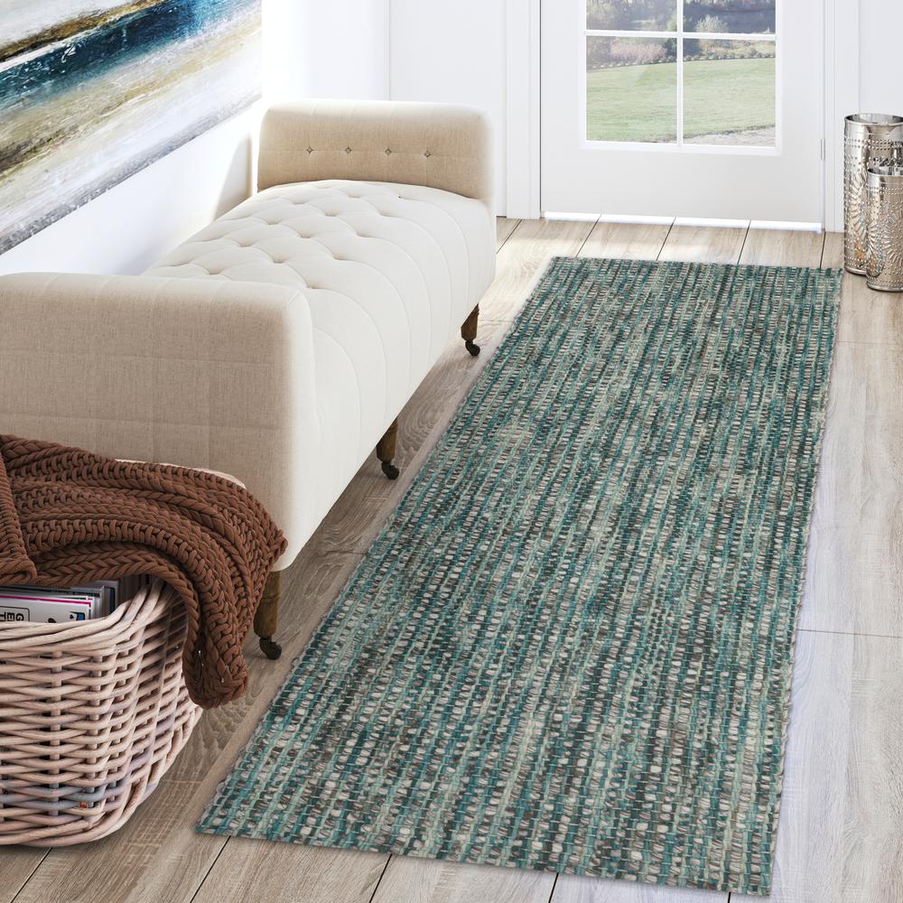 Addison Harrison Peacock Casual Natural Wool 2’3" x 7’6" Runner Rug