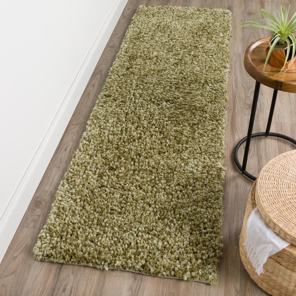 Addison Alpha Lavish Variegated Green Shag 2’3" x 7’6" Runner Rug