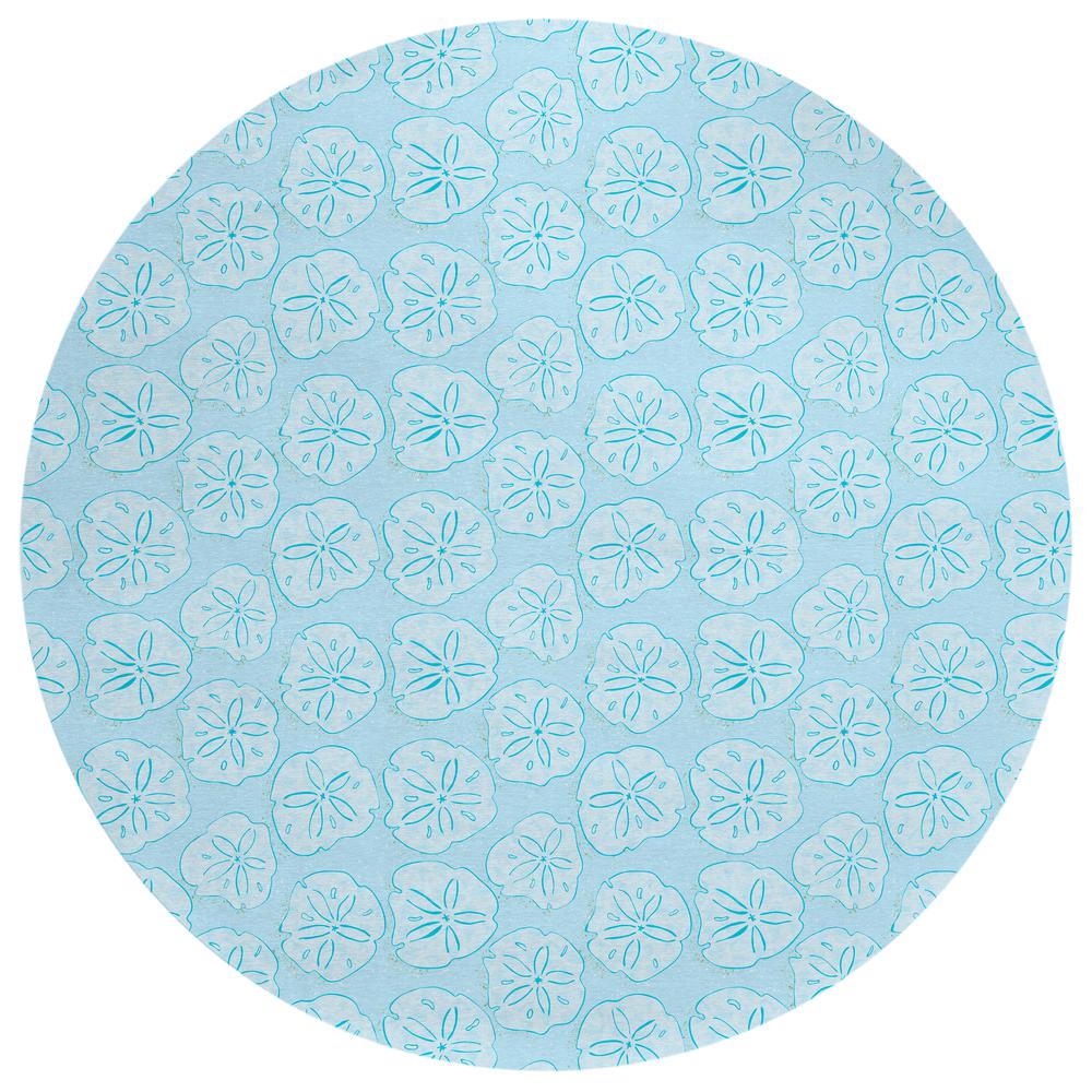 Indoor/Outdoor Surfside ASR40 Blue Washable 8' x 8' Round Rug