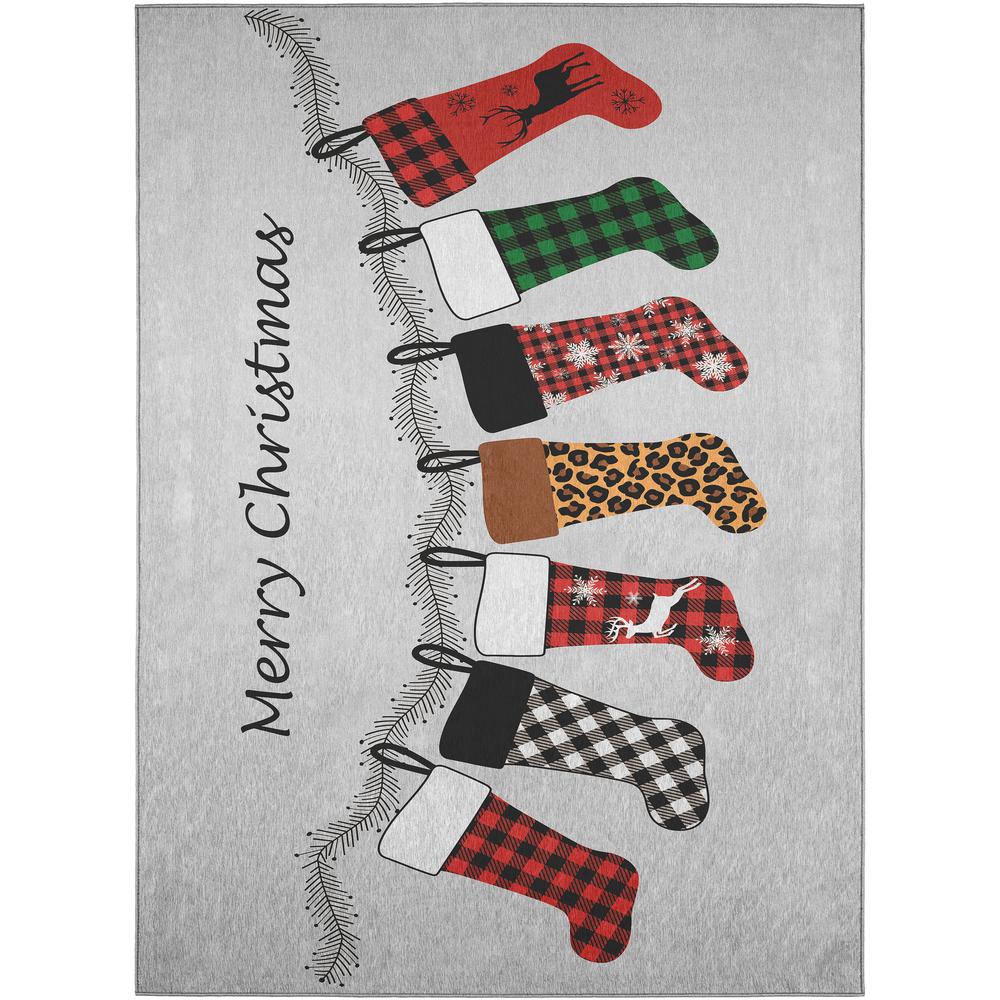 Indoor/Outdoor Cozy Winter ACW35 Gray Washable 30" x 46" Rug