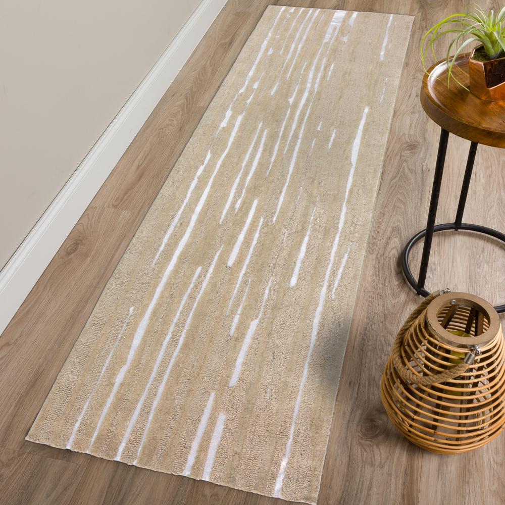 Addison Dazzle Modern Hand Spun Champagne Wool and Metallic 2’3" x 7’6" Runner Rug