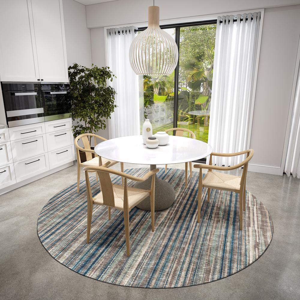 Waverly Earth Contemporary Striped 8' x 8' Round Rug Earth AWA31