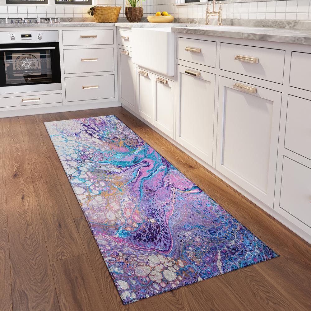 Karina Periwinkle Modern Abstract 2'3" x 7'6" Runner Rug Periwinkle AKC49