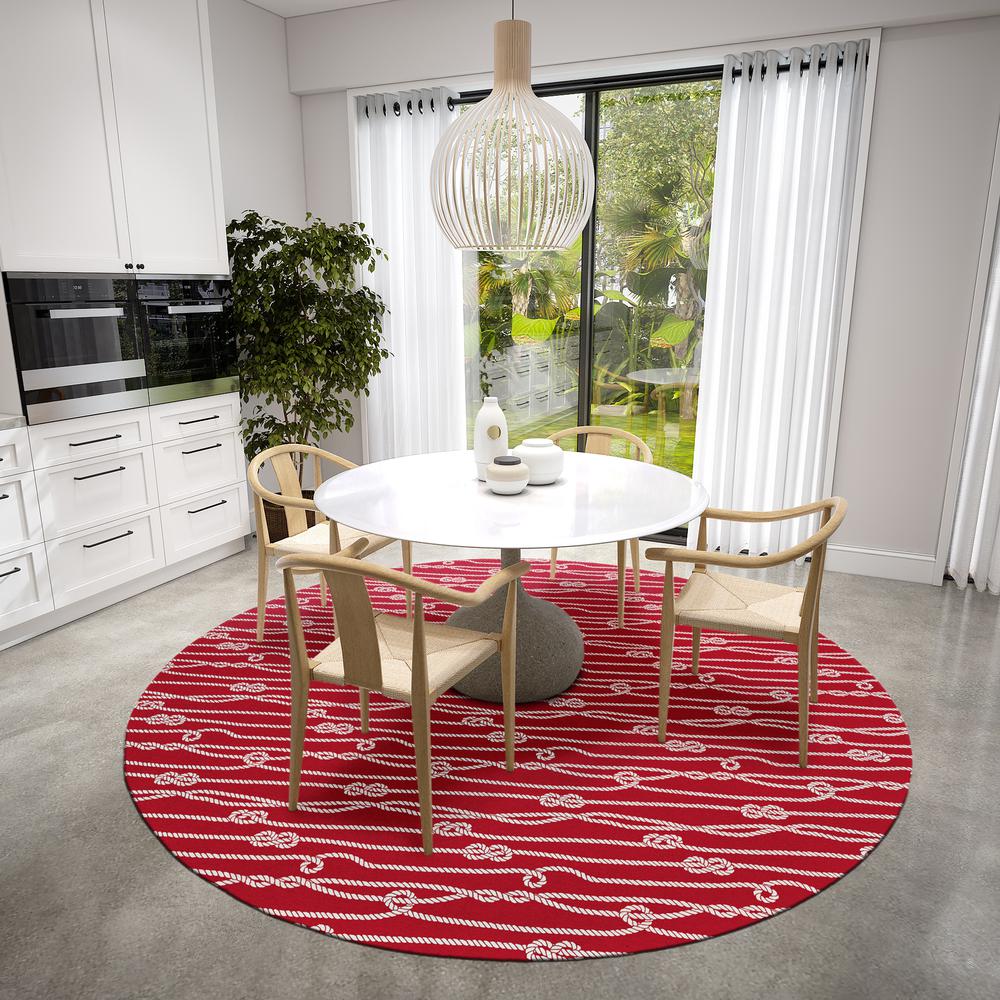 Indoor/Outdoor Harpswell AHP37 Ruby Washable 8' x 8' Round Rug