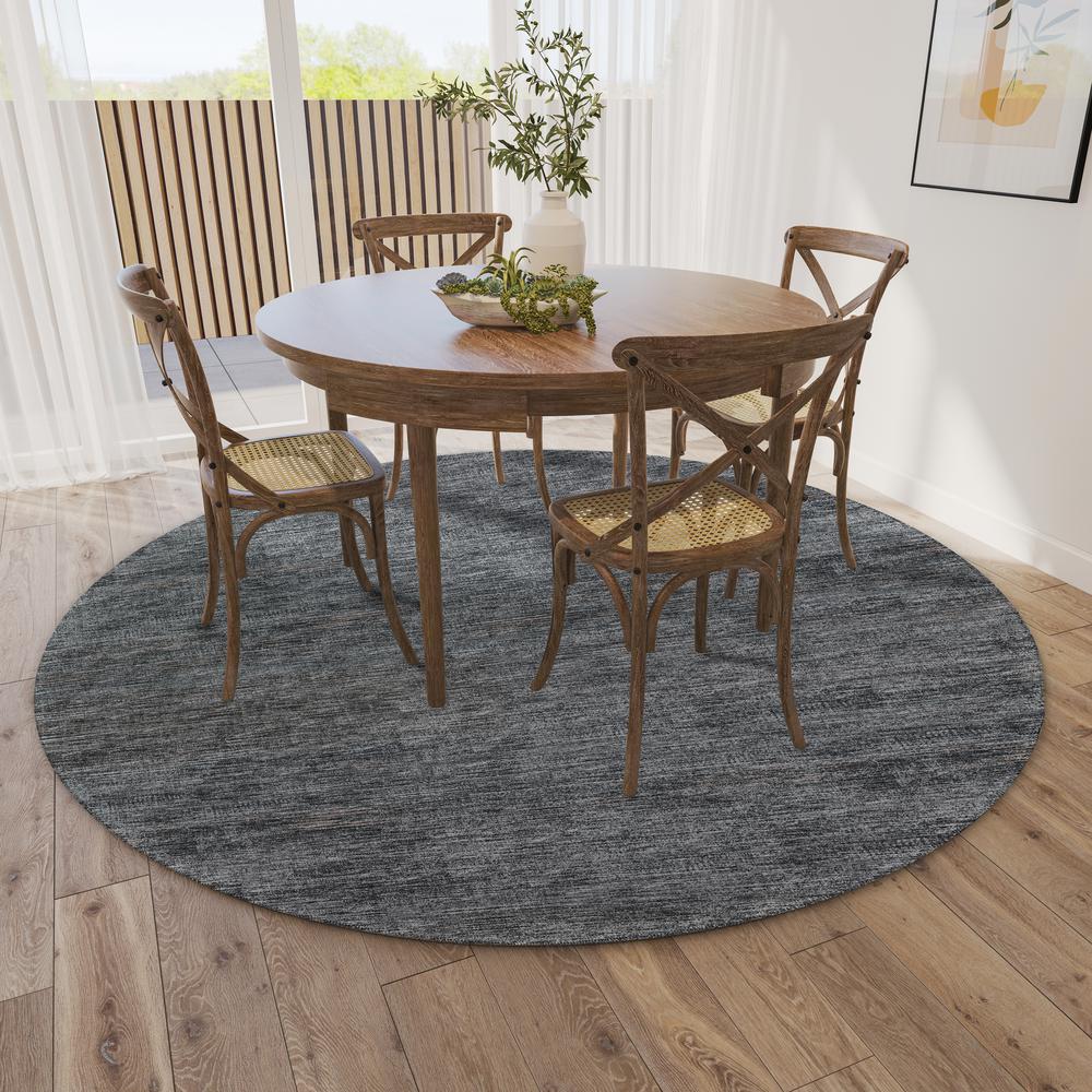 Marston Gray Transitional Striped 8' x 8' Round Rug Gray AMA31