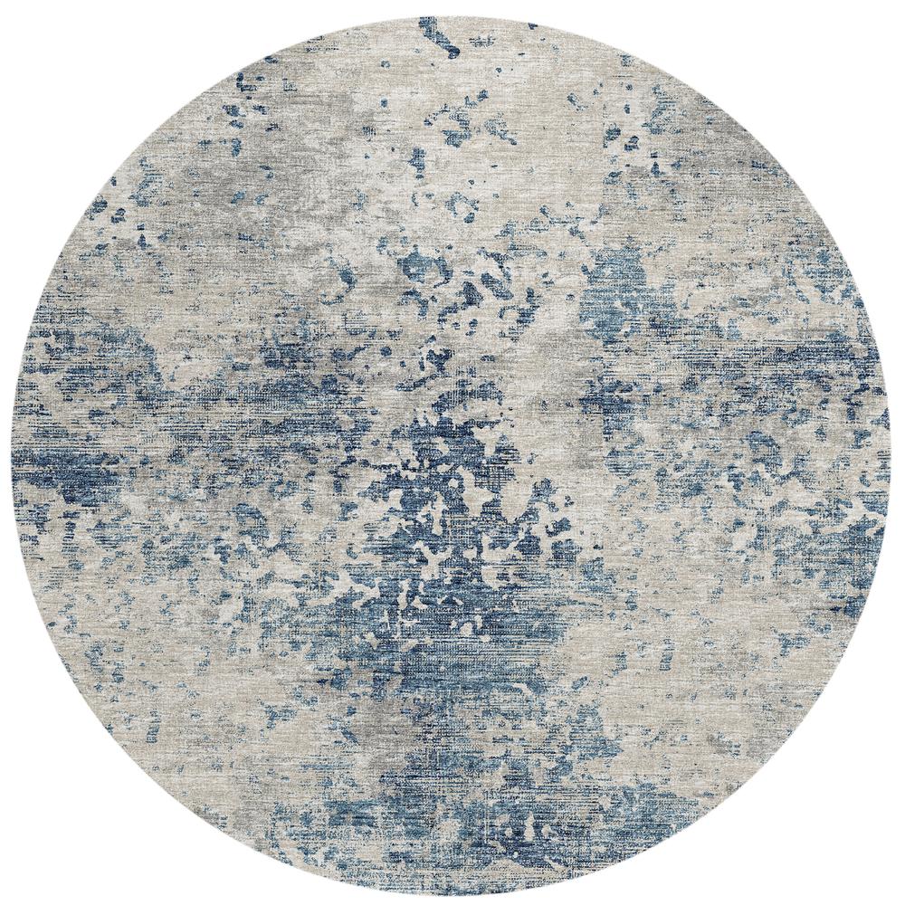 Indoor/Outdoor Accord AAC35 Blue Washable 8' x 8' Round Rug
