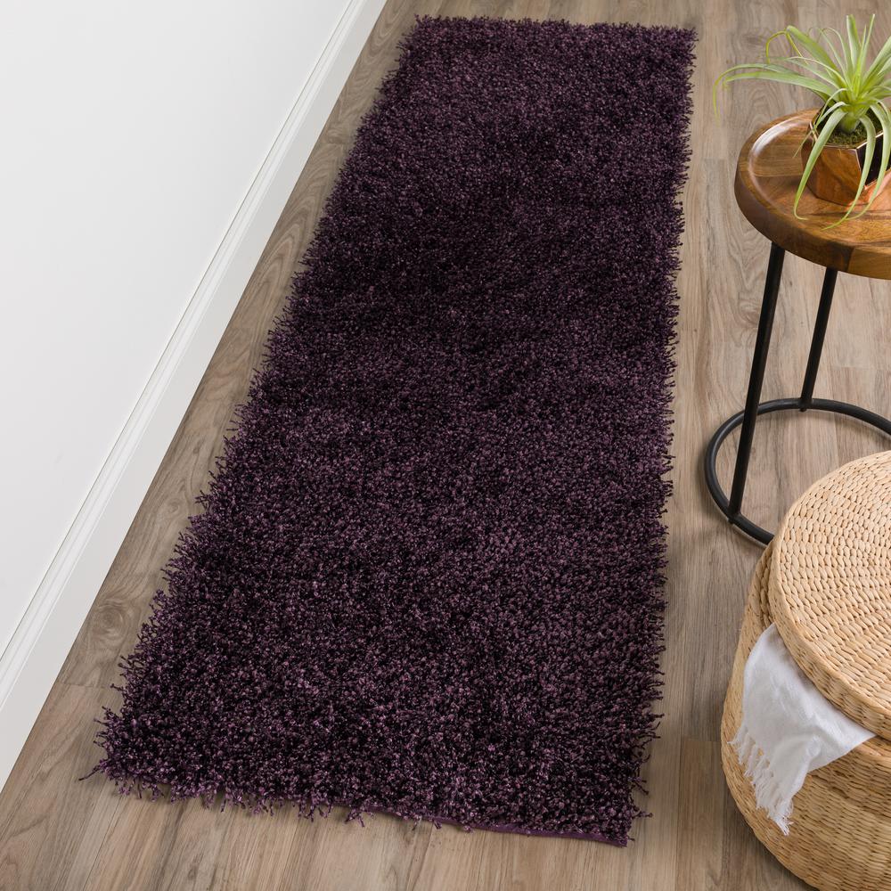 Addison Sommer Solid Amethyst Balloon Shag 2’3" x 7'6"  Runner Rug