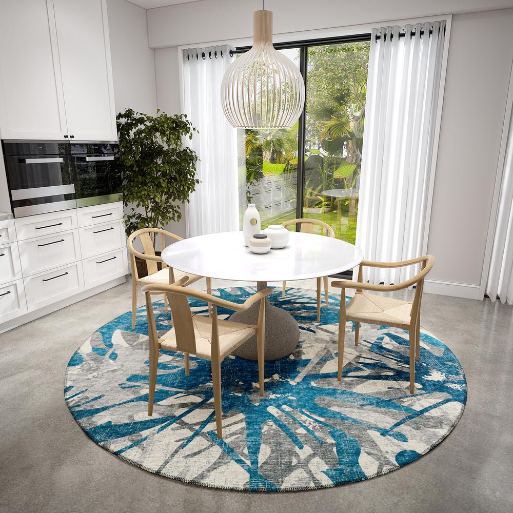 Bravado Blue Contemporary Color Splash 8' x 8' Area Rug Blue ABV36