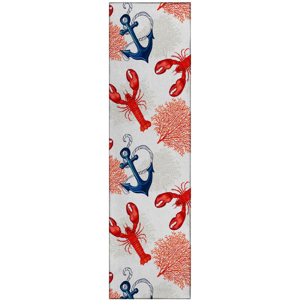 Indoor/Outdoor Harpswell AHP34 Red Washable 2'3" x 7'6" Runner Rug