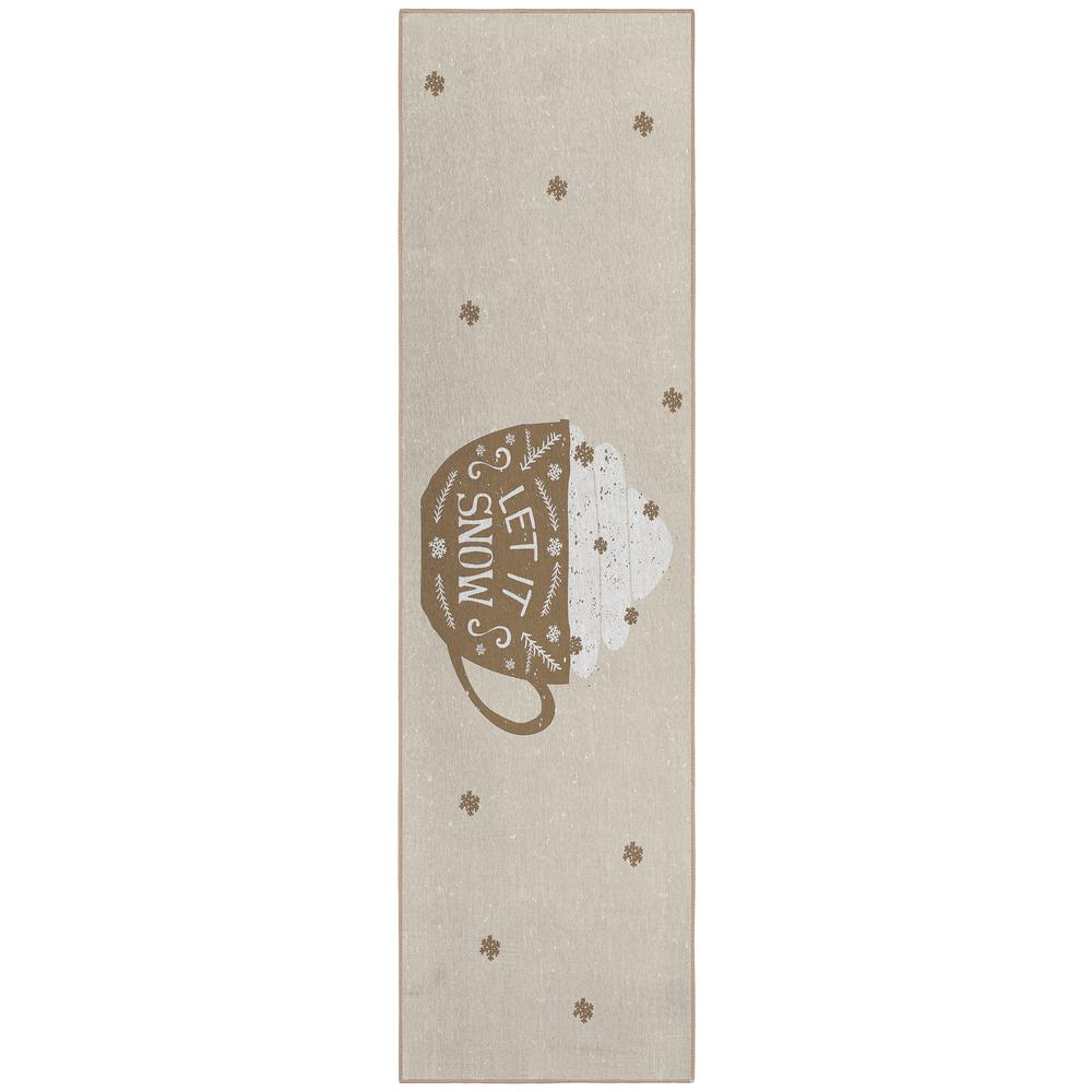 Indoor/Outdoor Cozy Winter ACW37 Brown Washable 2'3" x 7'6" Runner Rug