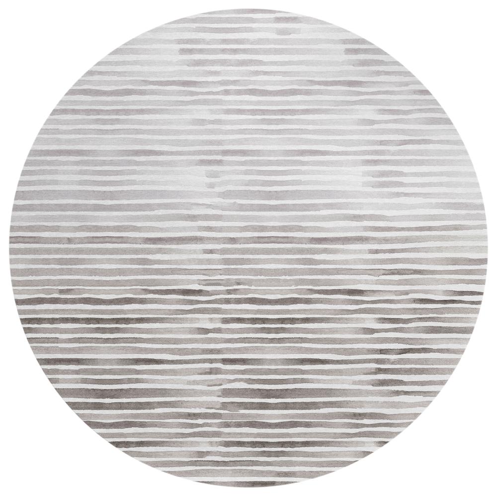 Indoor/Outdoor Surfside ASR38 Gray Washable 8' x 8' Round Rug