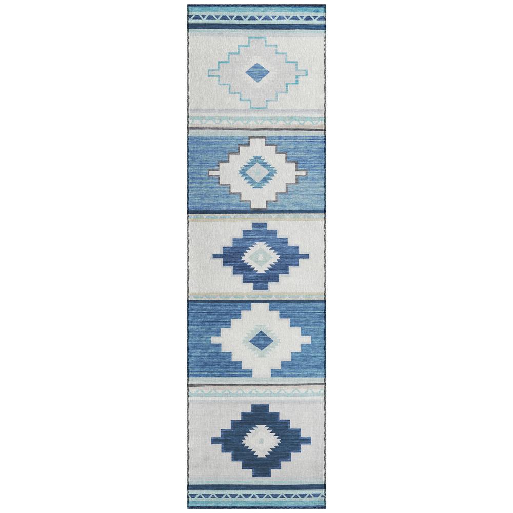 Indoor/Outdoor Sonora ASO31 Blue Washable 2'3" x 7'6" Runner Rug