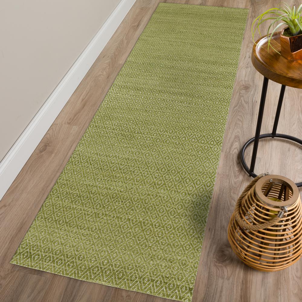 Addison Prism Celery Diamond Flat Weave Wool 2’3" x 7'6" Runner Rug