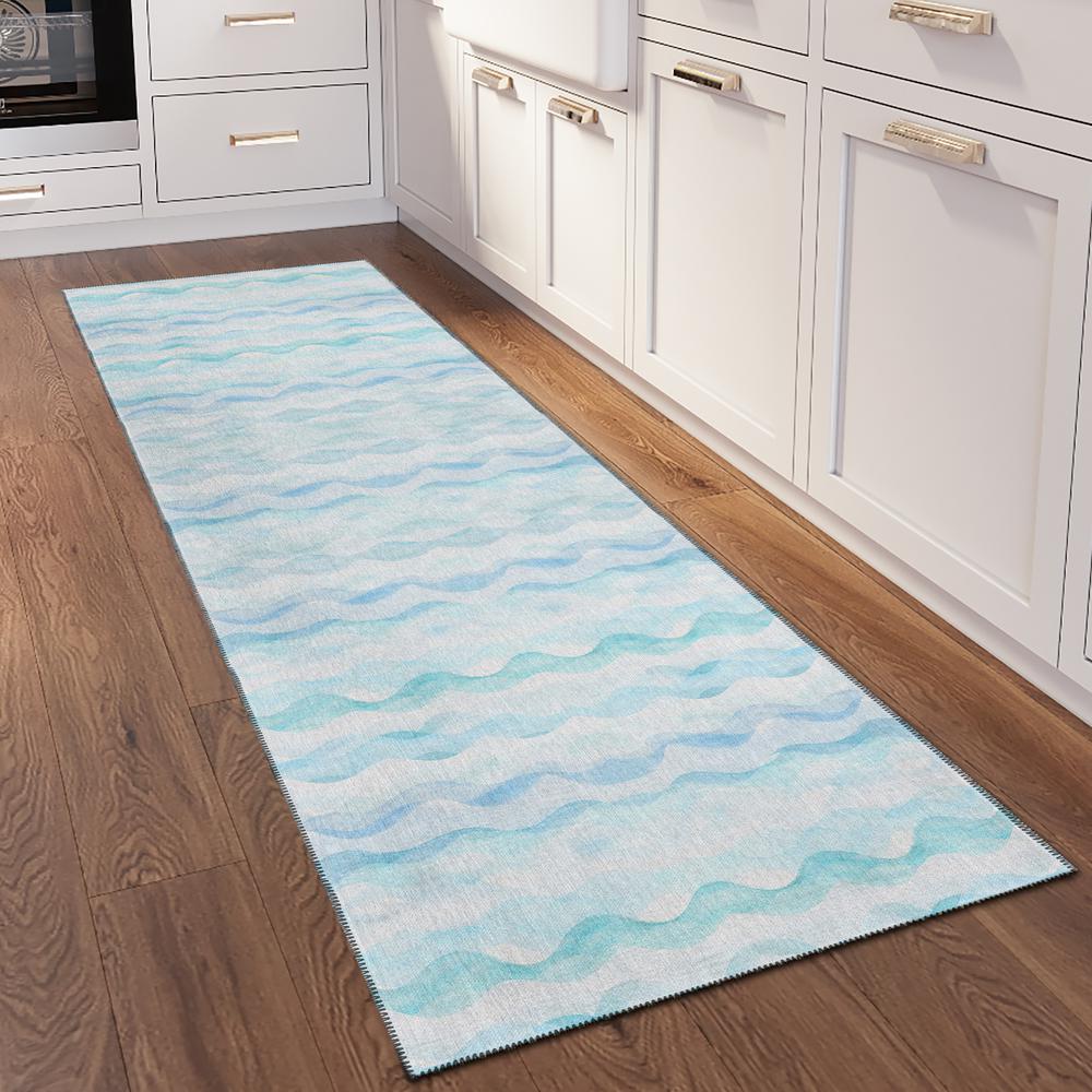 Indoor/Outdoor Surfside ASR46 Blue Washable 2'3" x 7'6" Runner Rug