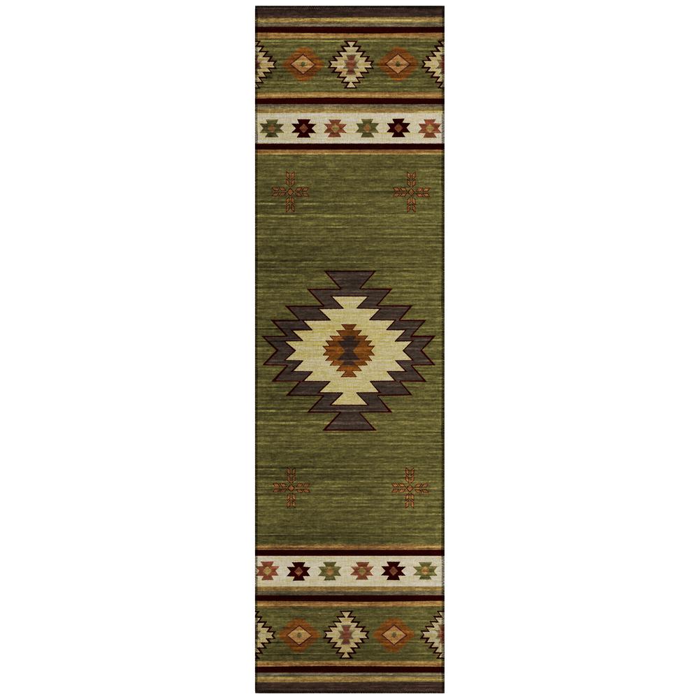 Indoor/Outdoor Sonora ASO34 Green Washable 2'3" x 7'6" Runner Rug