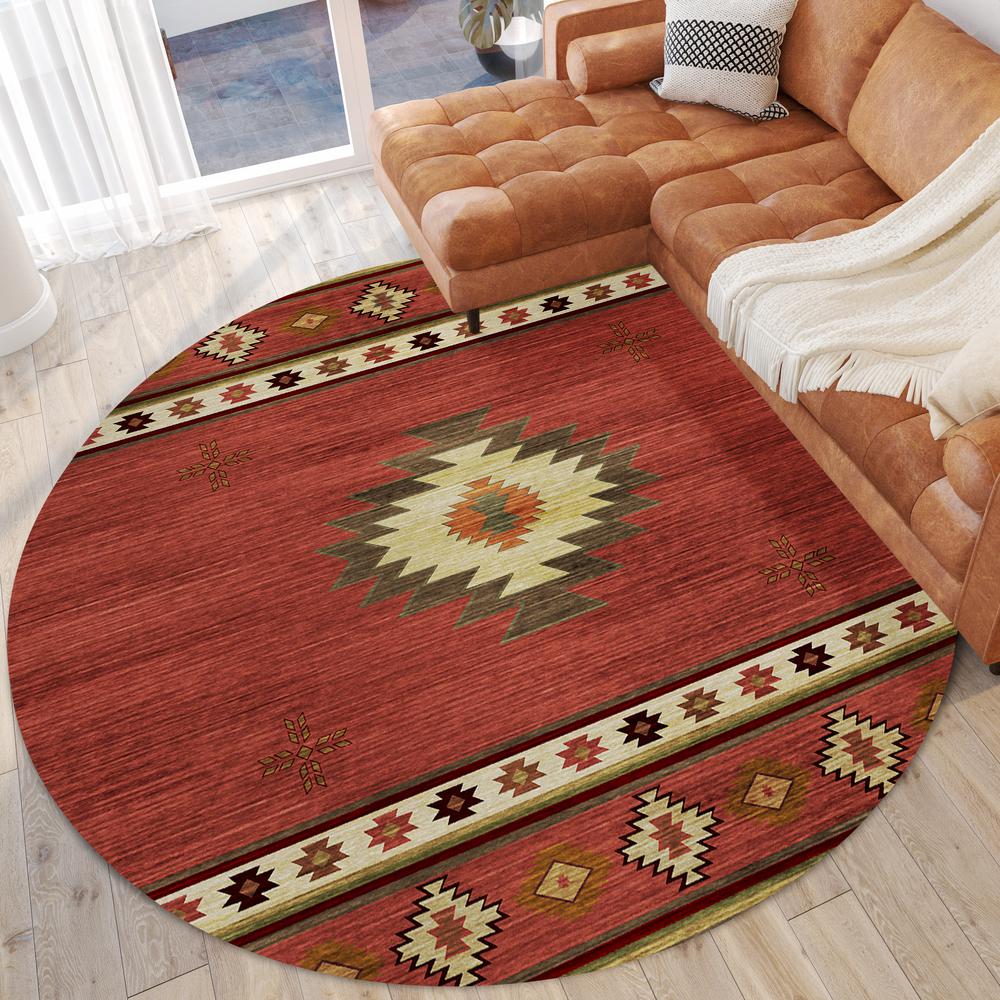 Indoor/Outdoor Sonora ASO34 Spice Washable 8' x 8' Round Rug