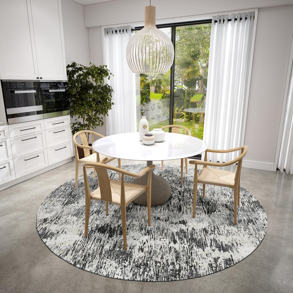 Indoor/Outdoor Accord AAC31 Gray Washable 8' x 8' Round Rug