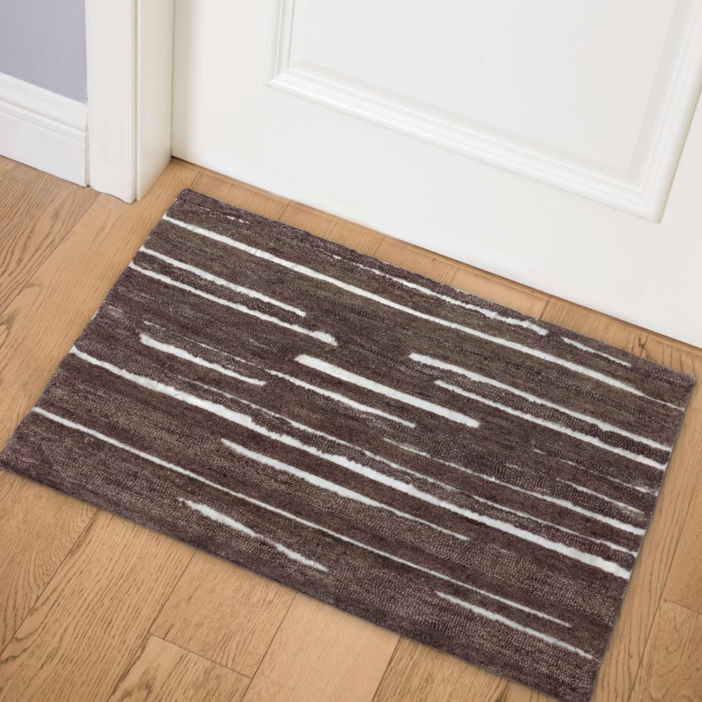 Addison Dazzle Modern Hand Spun Eggplant Wool and Metallic Area Rug