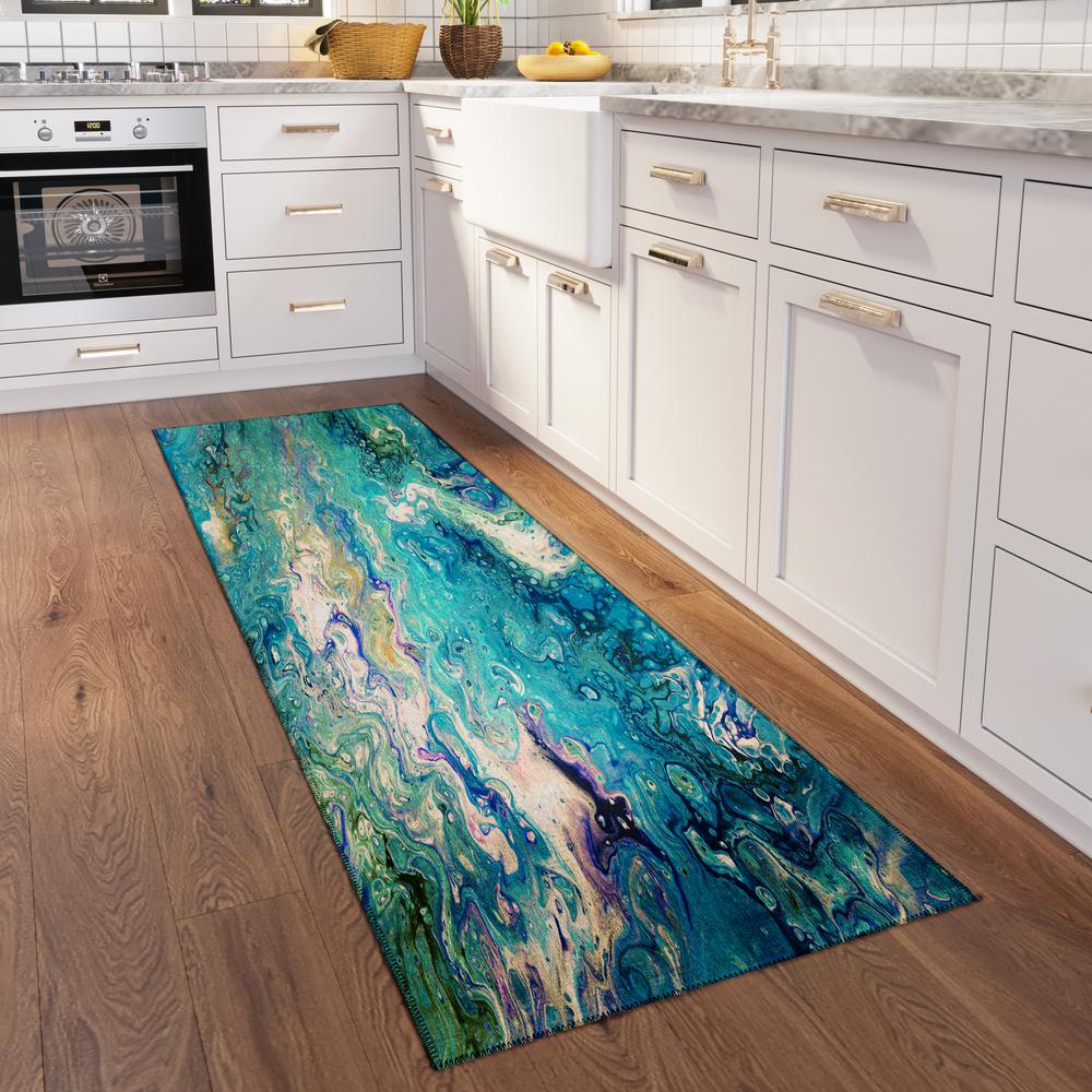 Karina Seaglass Modern Abstract 2'3" x 7'6" Runner Rug Seaglass AKC34