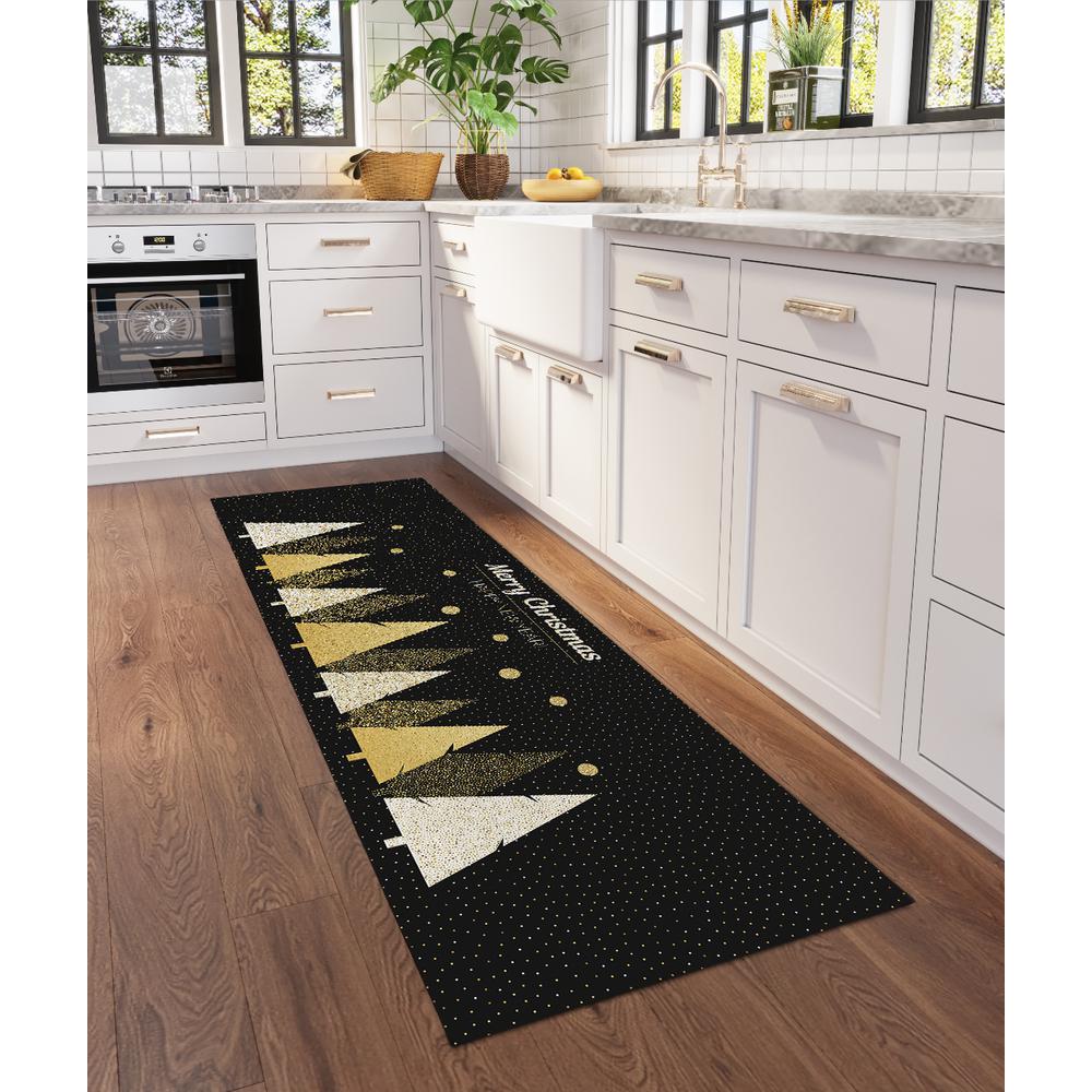 Indoor/Outdoor Cozy Winter ACW41 Black Washable 2'3" x 7'6" Runner Rug
