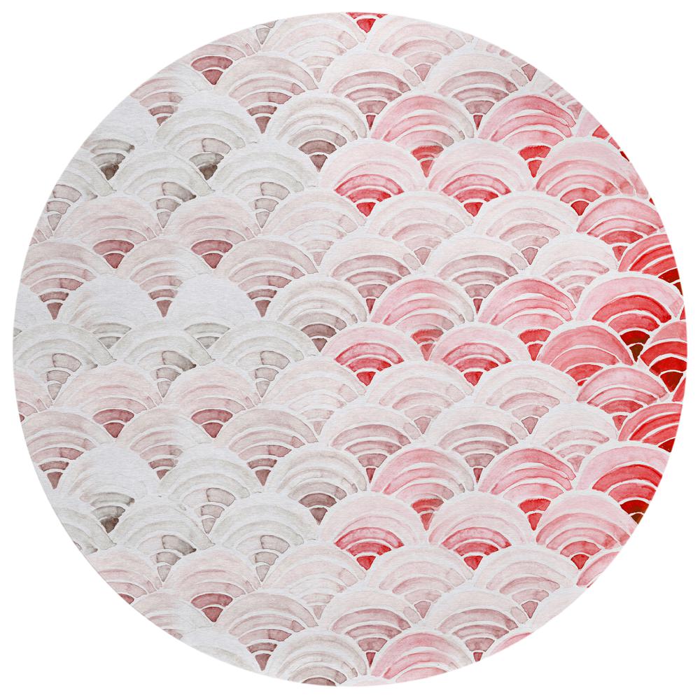 Indoor/Outdoor Surfside ASR35 Red Washable 8' x 8' Round Rug