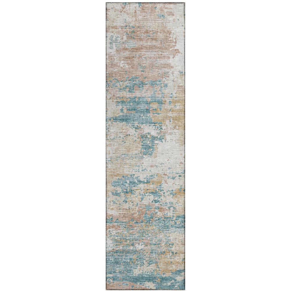 Indoor/Outdoor Accord AAC34 Teal Washable 2'3" x 7'6" Runner Rug