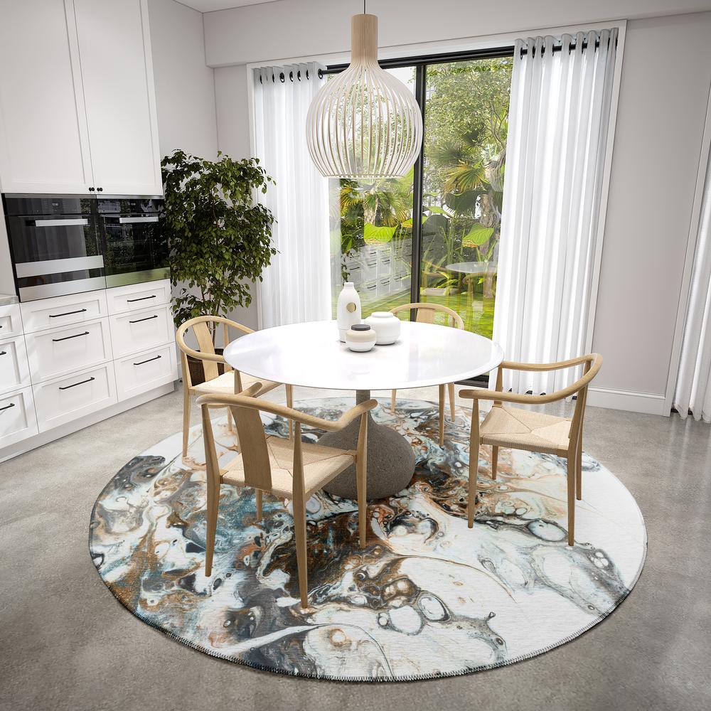 Karina Smoke Modern Abstract 8' x 8' Area Rug Smoke AKC41