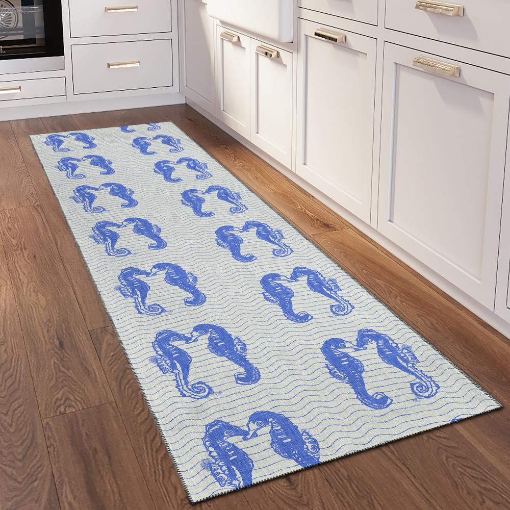 Indoor/Outdoor Surfside ASR45 Blue Washable 2'3" x 7'6" Runner Rug