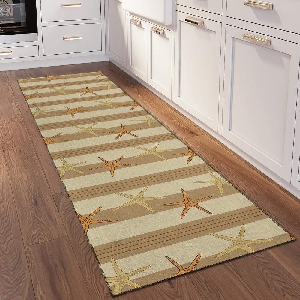 Indoor/Outdoor Surfside ASR42 Tan Washable 2'3" x 7'6" Runner Rug