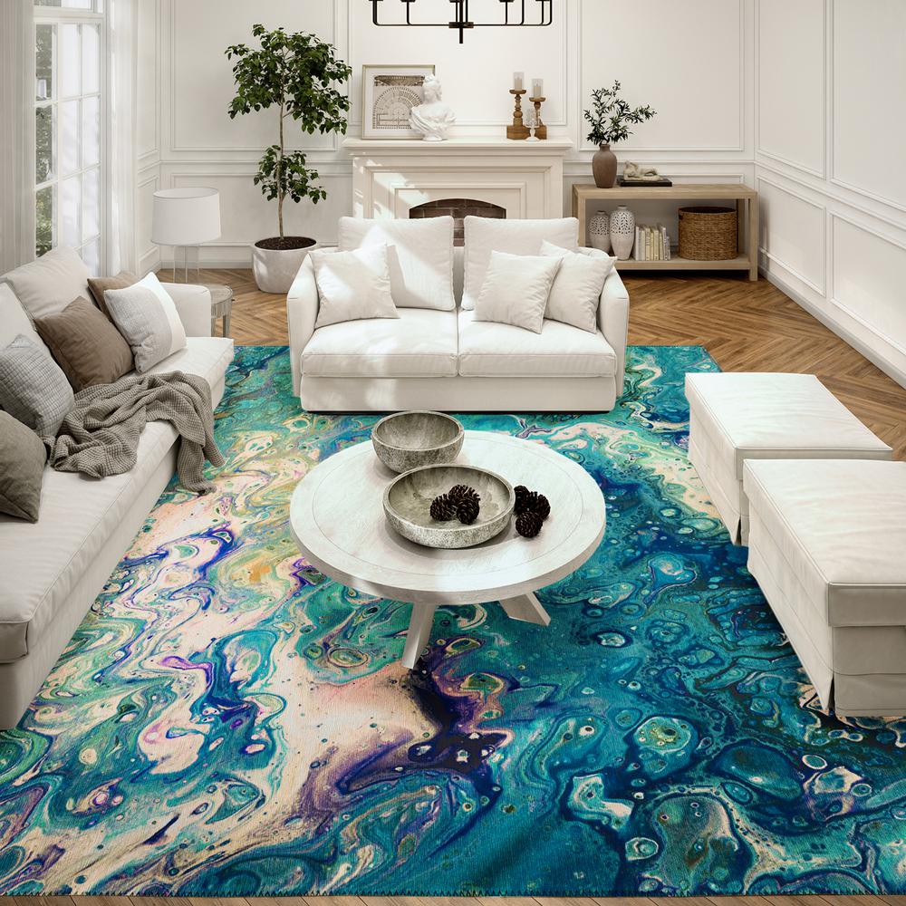 Karina Seaglass Modern Abstract 10' x 14' Area Rug Seaglass AKC34