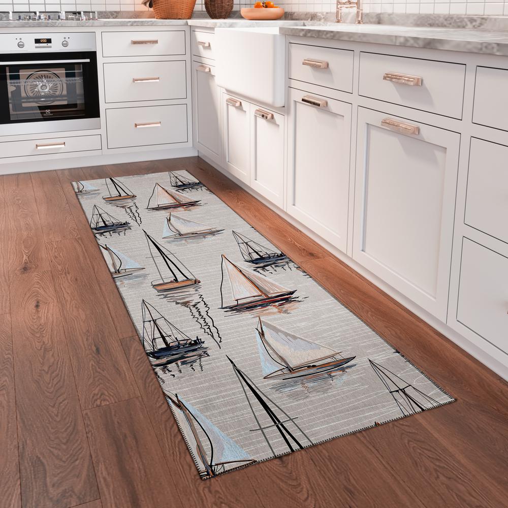 Indoor/Outdoor Harpswell AHP38 Pearl Washable 2'3" x 7'6" Runner Rug