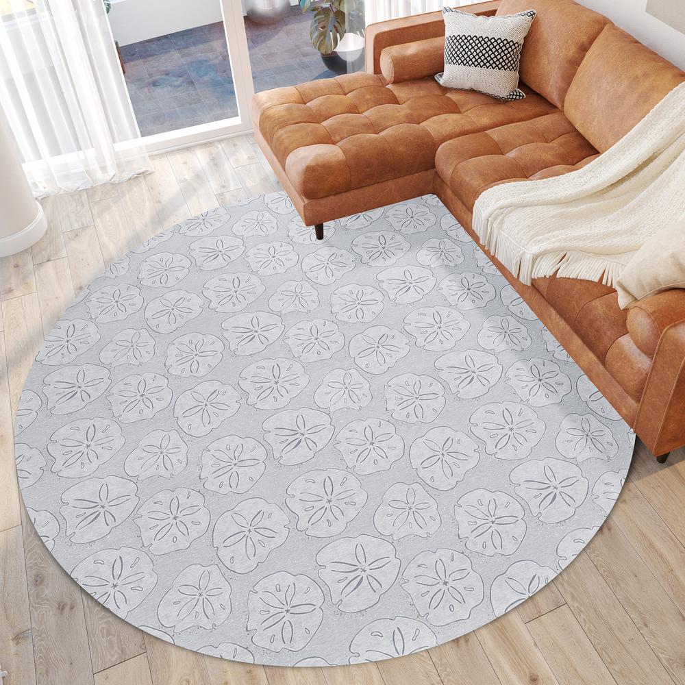 Indoor/Outdoor Surfside ASR40 Gray Washable 8' x 8' Round Rug