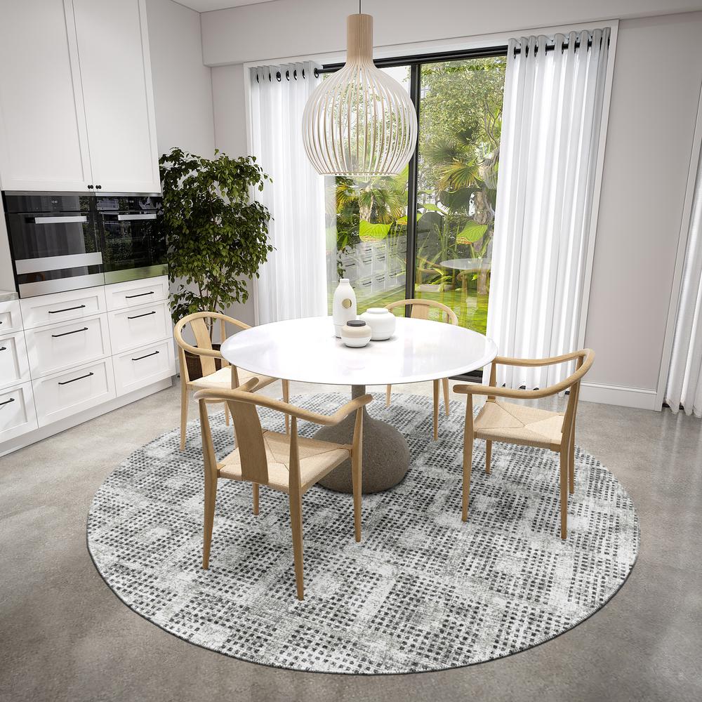 Eleanor Gray Contemporary Geometric 8' x 8' Round Rug Gray AER31