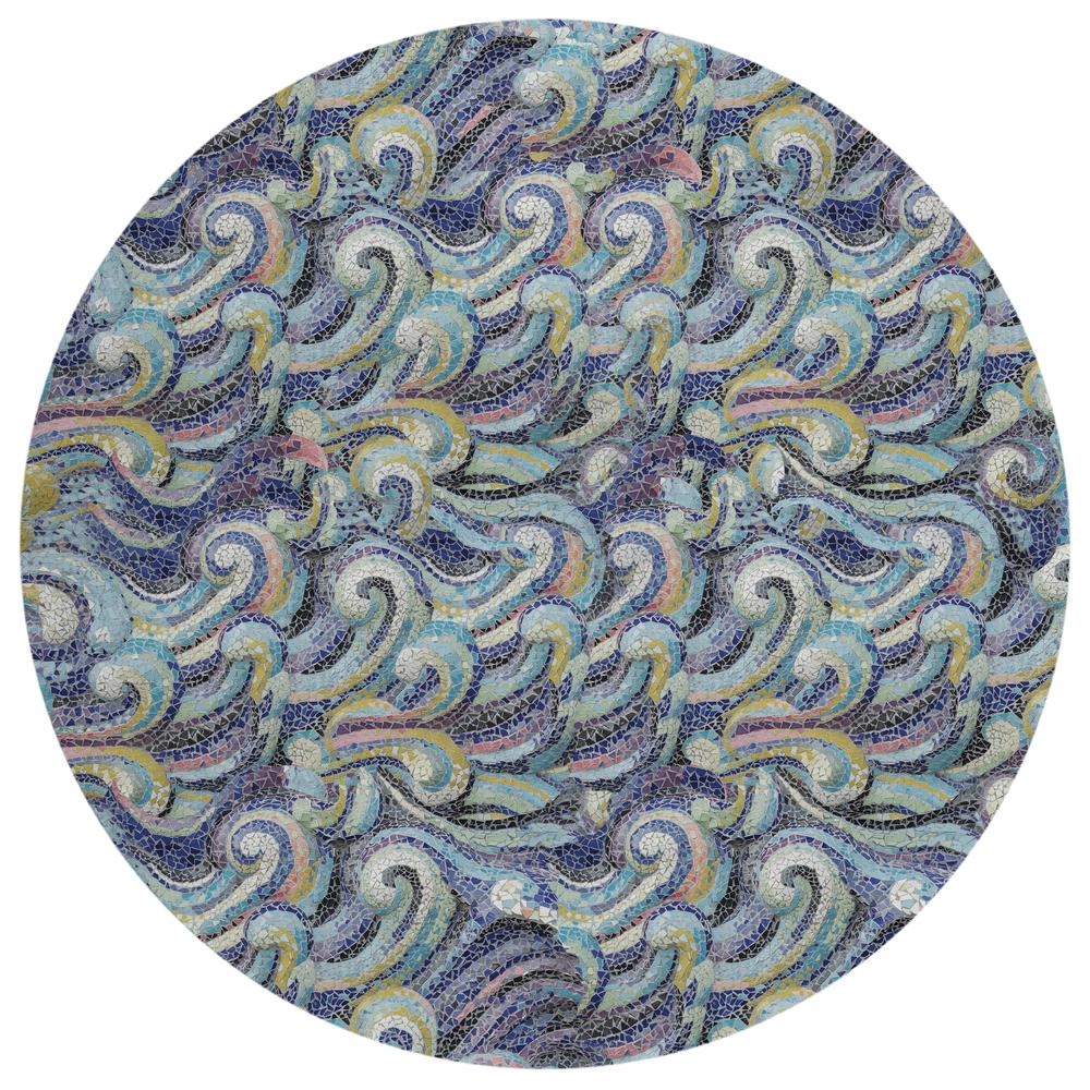 Indoor/Outdoor Surfside ASR44 Stormy Washable 8' x 8' Round Rug