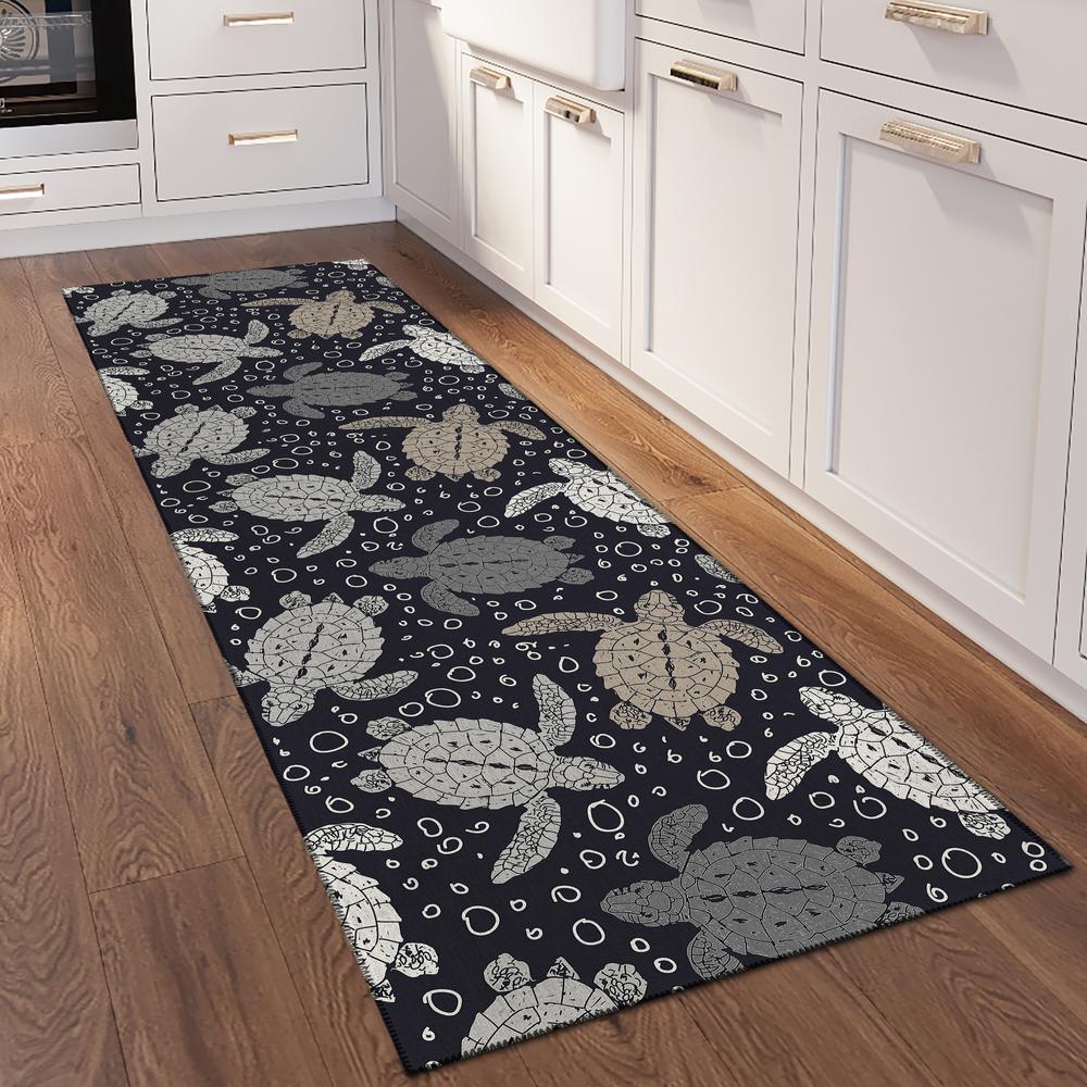 Indoor/Outdoor Surfside ASR43 Midnight Washable 2'3" x 7'6" Runner Rug