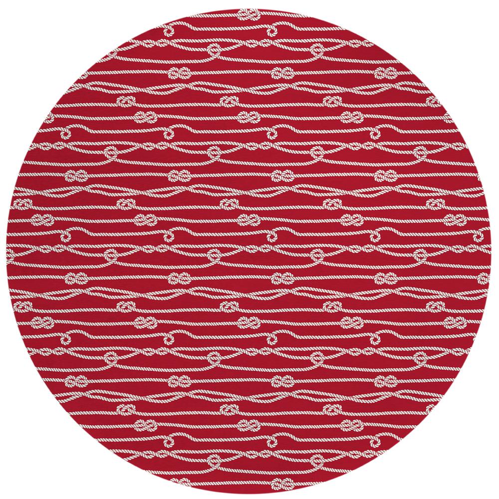 Indoor/Outdoor Harpswell AHP37 Ruby Washable 8' x 8' Round Rug