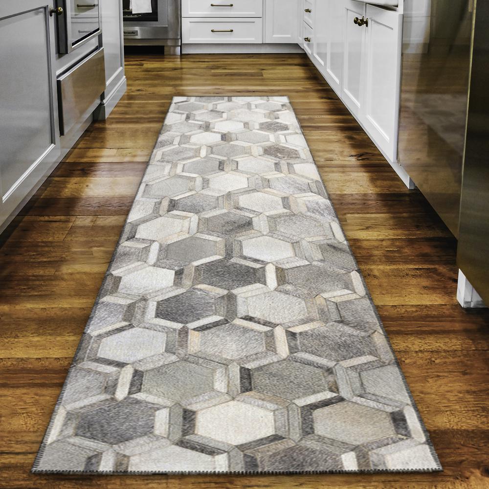 Laredo Gray Animal Patchwork 2'3" x 7'6" Runner Rug Gray ALR31