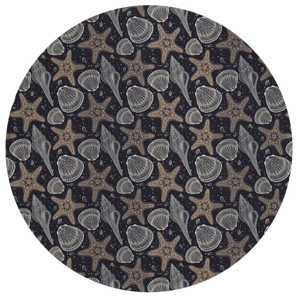 Indoor/Outdoor Surfside ASR34 Midnight Washable 8' x 8' Round Rug