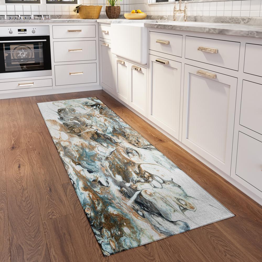 Karina Smoke Modern Abstract 2'3" x 7'6" Runner Rug Smoke AKC41