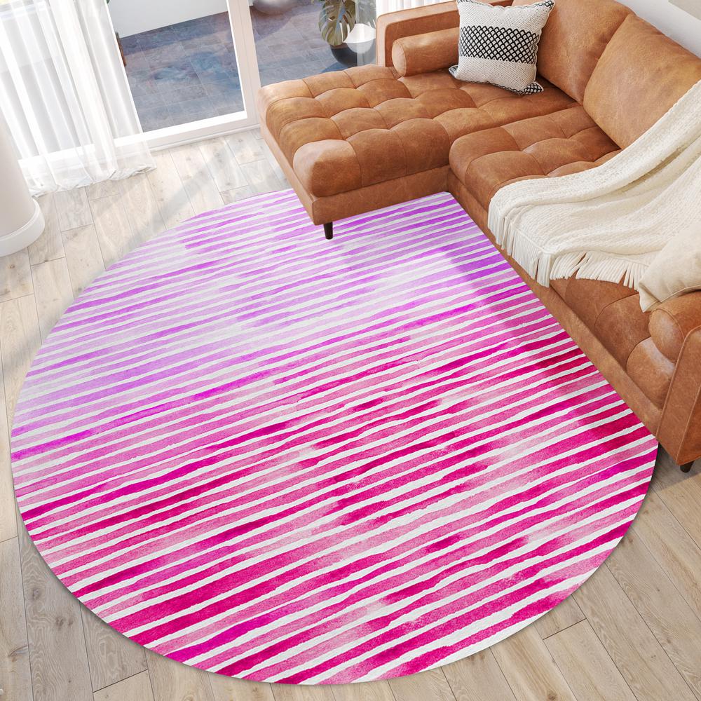 Indoor/Outdoor Surfside ASR38 Pink Washable 8' x 8' Round Rug