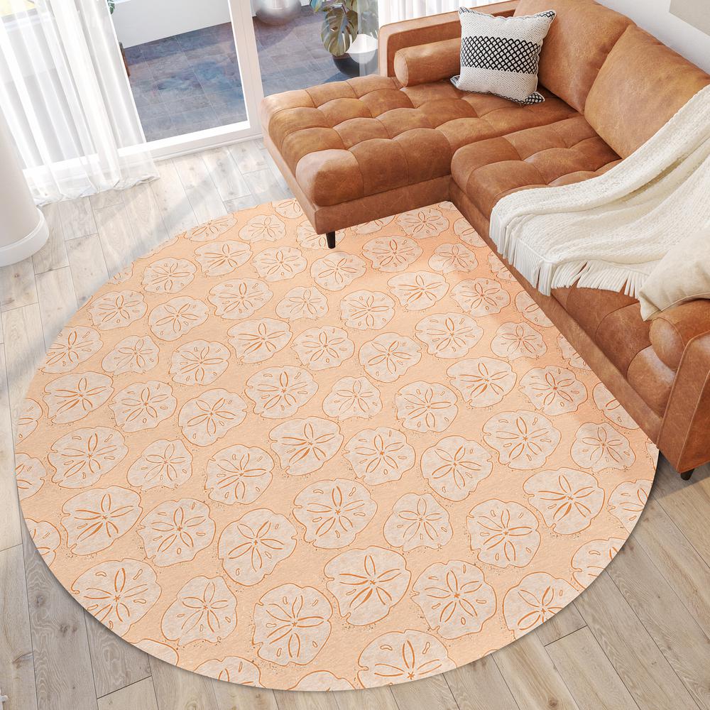Indoor/Outdoor Surfside ASR40 Nectarine Washable 8' x 8' Round Rug