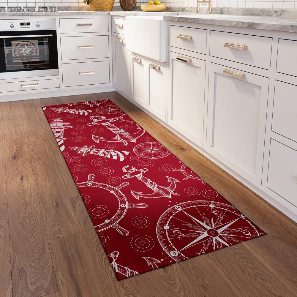 Indoor/Outdoor Harpswell AHP39 Ruby Washable 2'3" x 7'6" Runner Rug