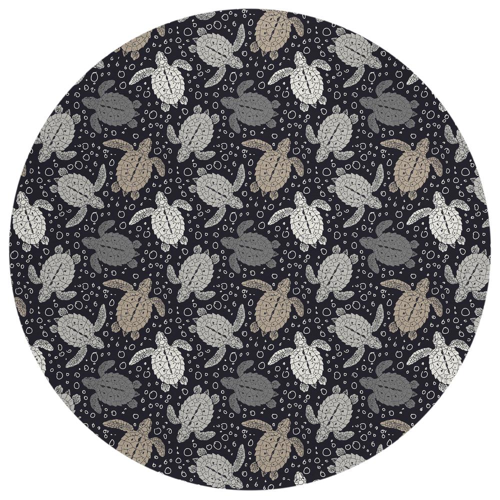 Indoor/Outdoor Surfside ASR43 Midnight Washable 8' x 8' Round Rug