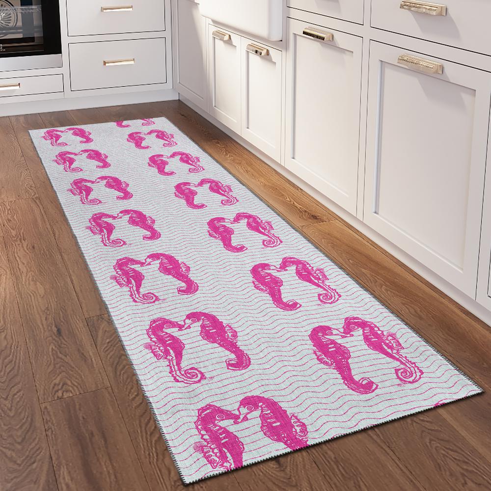 Indoor/Outdoor Surfside ASR45 Pink Washable 2'3" x 7'6" Runner Rug