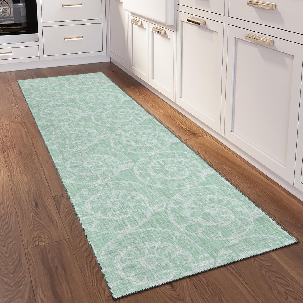 Indoor/Outdoor Surfside ASR41 Green Washable 2'3" x 7'6" Runner Rug