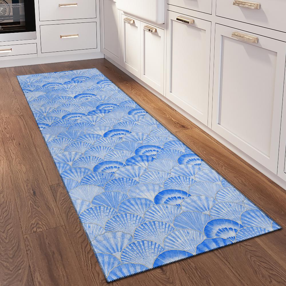 Indoor/Outdoor Surfside ASR32 Blue Washable 2'3" x 7'6" Runner Rug