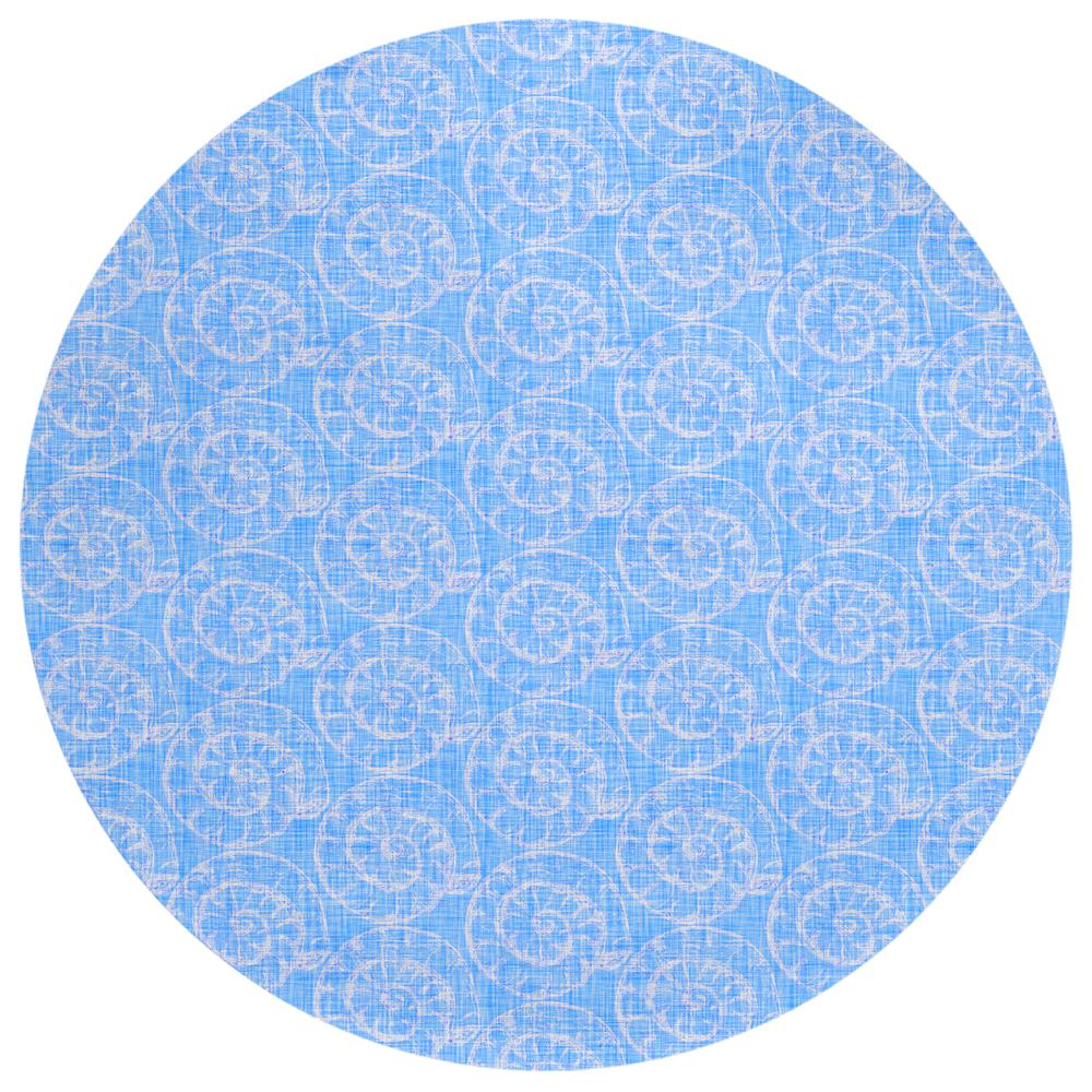 Indoor/Outdoor Surfside ASR41 Blue Washable 8' x 8' Round Rug