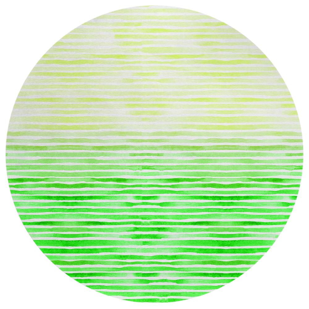 Indoor/Outdoor Surfside ASR38 Green Washable 8' x 8' Round Rug