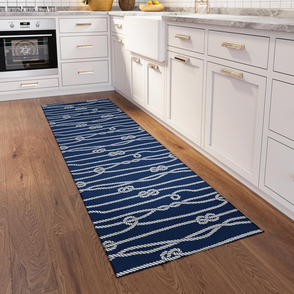 Indoor/Outdoor Harpswell AHP37 Blue Washable 2'3" x 7'6" Runner Rug