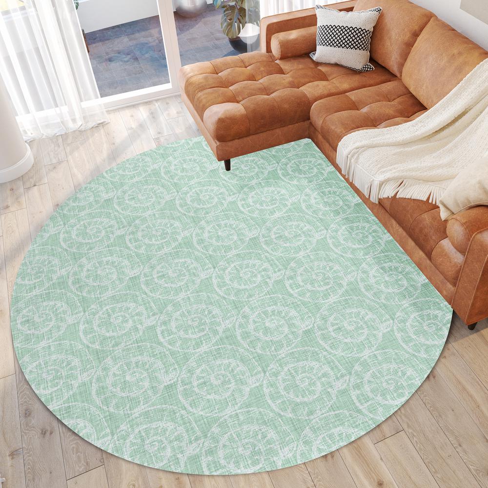 Indoor/Outdoor Surfside ASR41 Green Washable 8' x 8' Round Rug